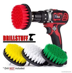 Drill Brush Attachment Power Scrubber 4 Piece 4 Inch Nylon Bristles Soft Medium