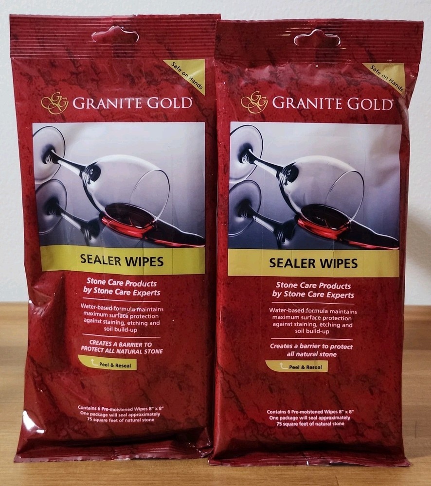 2x Granite Gold Multi-Surface Countertop Sealer Wipes Stone Marble (12 Total)
