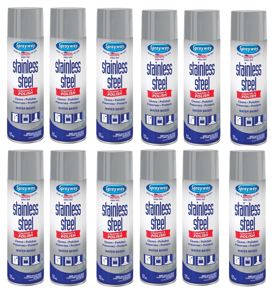 12 Cans Sprayway 15oz Stainless Steel Metal Pro Cleaner & Polish SW148R
