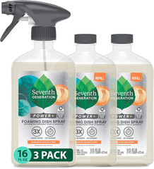 Seventh Generation Foaming Dish Spray 16oz 3 Refills + 1 Sprayhead 4pc Kit
