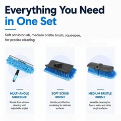 28FT Exterior Cleaning Brush Set with Telescoping Pole, Soft Car Wash Brush & Sq