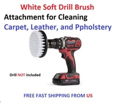 5 inch White Soft Drill Brush Attachment for Cleaning Carpet, Leather,Ppholstery