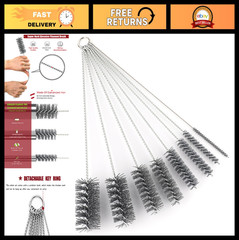 16″ Extra Long Pipe Cleaning Brush Set – 8 Piece Variety for Rust, Corrosion & P