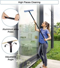 Swivel Squeegee Kit with 4 Extension Poles Glass Scraper Bendable Duster 2