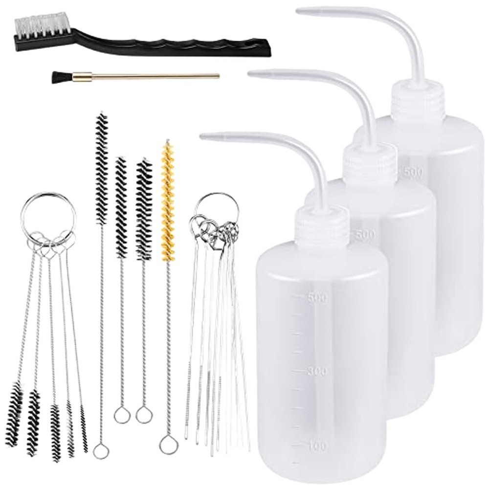 Spray and Small Parts Cleaning Kit 24 Pieces with 3 Bottles and 21 Brushes
