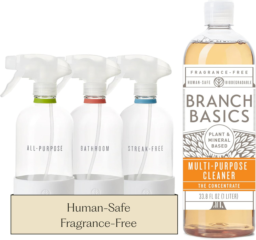 Branch Basics Cleaning Essentials Kit 33.8oz Concentrate + 3 Glass Bottles