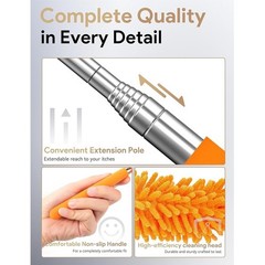 Extendable Duster W/ Replaceable Microfiber Heads Wet Dry Cleaning Home Office