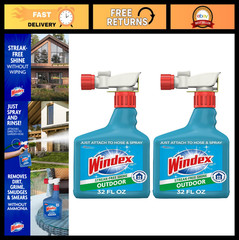 Outdoor Window & Glass Cleaner for Hose – Ammonia-Free, Deep Clean, 32oz (2 Pack