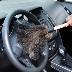 Natural Black Ostrich Feather Duster, for Cleaning，2 Packs