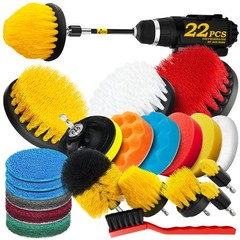 22 Pack Drill Brush Attachments Set Scrub Pads Sponge Buffing Power Scrubber