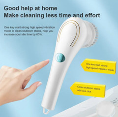 Cordless Electric Spin Scrubber, Rechargeable Turbo Cleaner with 5 Brush Heads