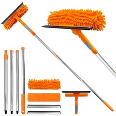 67″ Squeegee Window Cleaner 2 in 1 Rotatable Window Cleaning Tool Kit with Ex…
