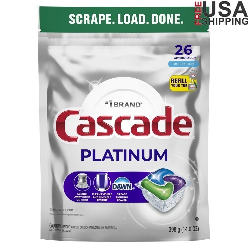 Platinum Dishwasher Pods Fresh ActionPacs 26 Count No PreWash Powerful Cleaning