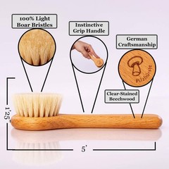 Mushroom Cleaning Brush – Natural Bristle Vegetable Scrubber – Wooden Handle –