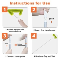 Window Screen Cleaning Brush With 62in Extension Pole Innovative Fibre Mesh Scre