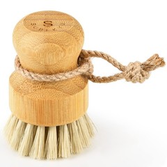 Bamboo Dish Scrub Brushes for Kitchen, Cleaning Scrubber for Washing Cast Iron