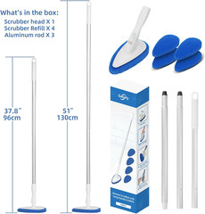 Shower Bathtub Tub Tile Scrubber Cleaning Brush with 51” Handle, 5 Non-Scratch