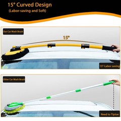 15° Curved Car Cleaning Brush with Telescopic Handle 43″Aluminum Alloy Long Rod