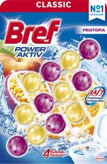 8 BREF POWER AKTIV FRUITOPIA WC Toilet Refreshing Cleaning Hanger Packs 150g
