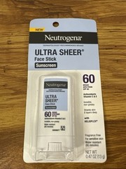 New Neutrogena SPF 60 Ultra Sheer Face Sunscreen Stick Invisible Non-Greasy