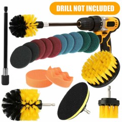 17pcs Drill Brush Attachments Set Scrub Pads Power Scrubber Car 10 Scouring Pads