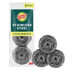 Stainless Steel Scrubbers 3 Pack Cleaning Pads Scouring Pads for Stainless Steel