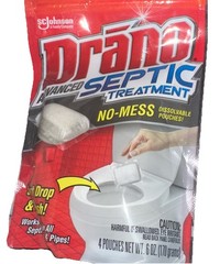 Drano Advanced Septic Tank Treatment, 3oz/ 4 Treatments – Brand New & Sealed