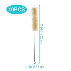 10Pcs Durable Straw and Tube Cleaner Brushes Nylon Material Khaki Color