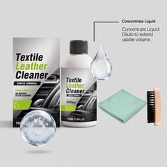 Textile Leather Cleaner w Brush For Car Seats, Handbags, Boots, Saddles, Purses