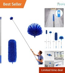 Cobweb Duster with Extension Pole Feather Microfiber Washable Ceiling Fan