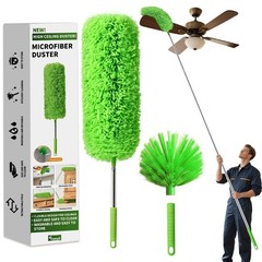 Telescoping Cobweb Duster Set, 15-110″ Extension Pole, Washable Heads, Corner Br