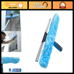 2-in-1 Window Cleaning Tool – 14″ Squeegee & Scrubber, Streak-Free Glass Cleaner