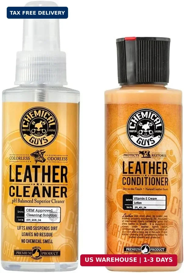 Chemical Guys, Leather Cleaner & Conditioner Kit, Travel Size, 2 x 4 oz | Two-st