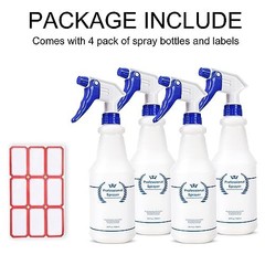 4 Pack 24 Oz Plastic Spray Bottles – All-Purpose Leak Proof Sprayers with Adjust