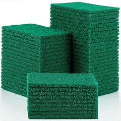 100 Pcs Scouring Pads, 4 x 6 inch Green Scrub Pads, Non Scratch Household Scr…