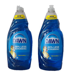2 X 38 Fl Oz Dawn Dish Liquid Soap 50% Less Scrubbing New Clean Scent Huge Size