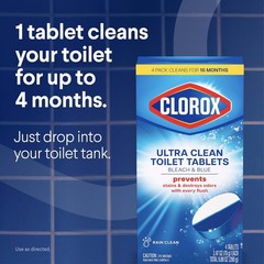 2 Count Bleach & Blue Toilet Tablets with Rain Clean Scent – Effortless Cleaning