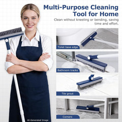 Grout Brush with Long Handle, Grout Cleaner Brush for Tile Floors, Stiff