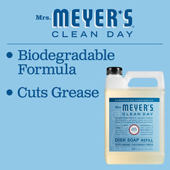 Mrs. Meyer’s Clean Day Liquid Dish Soap Refill, Biodegradable, Rain Water, 48 Oz
