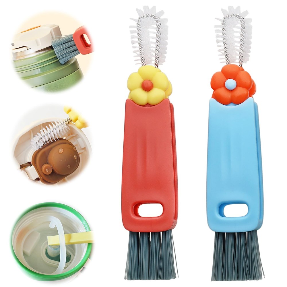 3 in 1 Multifunctional Cup Lid Gap Cleaning Brush Set, Portable Bottle Cleani…