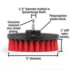 5 Piece Soft, Medium and Stiff Power Scrubbing Brush with 6 Inch Size Extende…