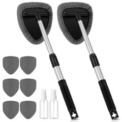 10 Pcs Windshield Cleaner Kit with Extendable Handle & Microfiber Bonnets