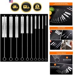 Straw Cleaner Brush Set 10 Pack, 8 Inch Extra Long Reusable Straw Cleaning Br…
