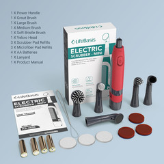Cordless Electric Cleaning Brush | Power Scrubber with 5 Replacement Brush Heads