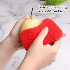 (US STOCK) 4PCS Mix Color Kitchen Cleaning Silicone Brush Pot Sponge Scrubber