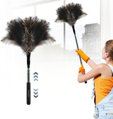 Extendable Feather Duster 47 inches Fluffy Long Handle Reusable Feather Duster