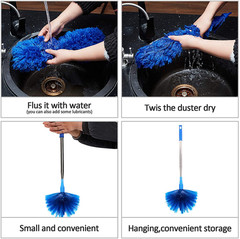 Cobweb Duster with Extensionpole,Dusters for Cleaning with 2 Dusterheads