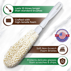 Wine Glass Cleaning Brush – Soft Non-Scratch Foam Bristles, Dishwasher Safe –…