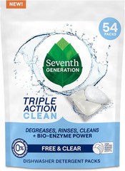 Triple Action Clean Automatic Dishwasher Detergent Packs with Bio-Enzyme Powe…