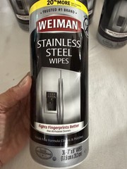 4PK Weiman Stainless Steel Surface Cleaning Polishing Protecting Wipes -30 Count